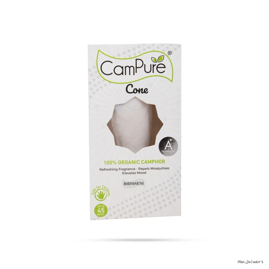 Campure Cone Bhimseni - 60 Gms | Organic Camphor/ Refreshing Fragrance - Repels Mosquitoes Elevates Mood